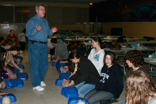 CPR instructor and teens, teenagers in cpr training with instructor, Teens For Life in training